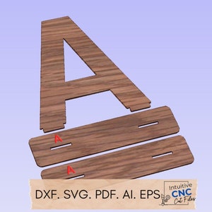 DXF Independiente 100cm Letra A / Archivo de corte de enrutador CNC / SVG / Pdf / Archivo digital / Accesorios de boda / Letras independientes / Letras con base
