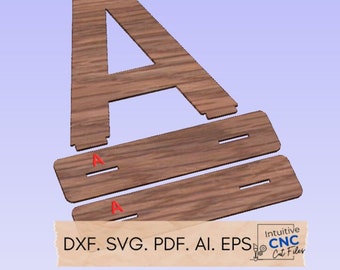 DXF Freestanding 100cm Letter A / CNC Router Cut File/ SVG/ Pdf/ Digital File/ Wedding Props/ Freestanding Letters / Letters with Base