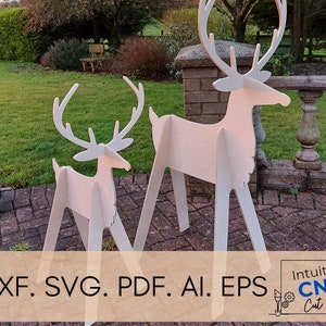 DXF Slot Together Rentier / Digitale Datei Rentiere / SVG freistehende Rentiere / DXF Weihnachtsdateien / Cnc Router Holz Rentierdateien / Pdf