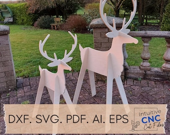 DXF Slot Together Reindeer/ Digital File Reindeers/ SVG Freestanding Reindeer/ DXF Christmas Files/ Cnc Router Wooden Reindeer Files/ Pdf
