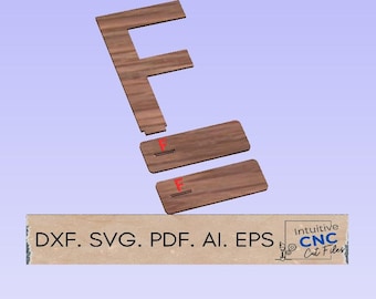 DXF Freestanding 100cm Letter F / CNC Router Cut File/ SVG/ Pdf/ Digital File/ Wedding Props/ Freestanding Letters / Letters with Base