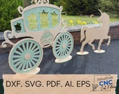 DXF Freestanding Princess Carriage Digital file/ Dxf file/ Svg file | Ai file/ cnc cutting router/ Instant Download/ Digital Template/ PDF
