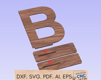 DXF Freestanding 100cm Letter B / CNC Router Cut File/ SVG/ Pdf/ Digital File/ Wedding Props/ Freestanding Letters / Letters with Base