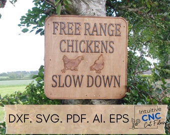 DXF SVG slow down chicken sign Digital cut file  .Dxf file | .Svg file | .Ai file  Eps file