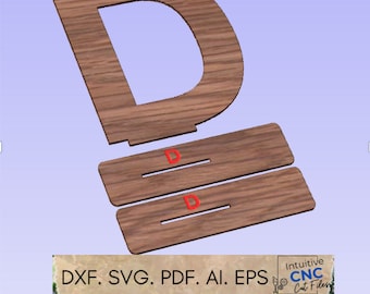 DXF Freestanding 100cm Letter D / CNC Router Cut File/ SVG/ Pdf/ Digital File/ Wedding Props/ Freestanding Letters / Letters with Base