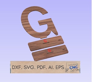 DXF Freestanding 100cm Letter G / CNC Router Cut File/ SVG/ Pdf/ Digital File/ Wedding Props/ Freestanding Letters / Letters with Base