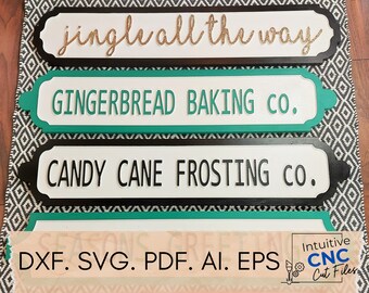 DXF SVG Christmas Street sign Multi pack Digital cut file  .Dxf file | .Svg file | .Ai file  Eps file