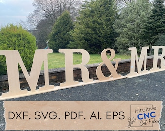 DXF Freestanding Mr & Mrs/ CNC Router Cut File/ SVG/ Pdf/ Digital File/ Wedding Props/ Wedding Decoration/ Mr and Mrs Letters