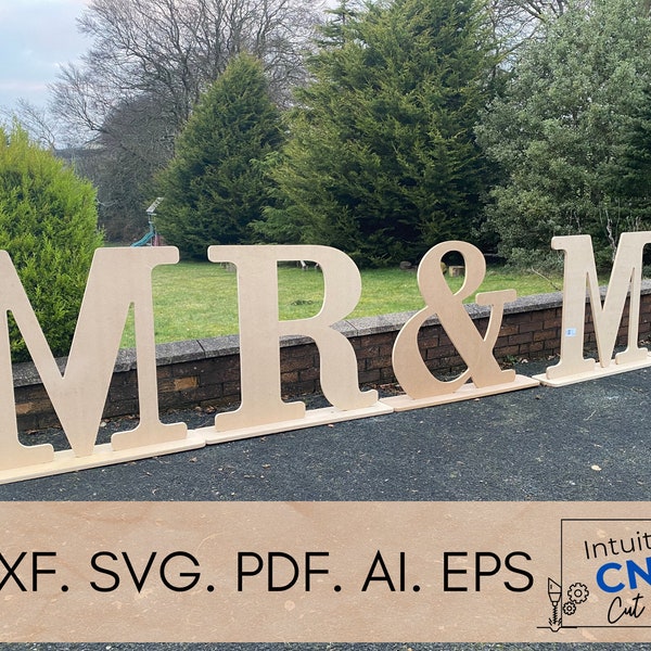 DXF Freestanding Mr & Mrs/ CNC Router Cut File/ SVG/ Pdf/ Digital File/ Wedding Props/ Wedding Decoration/ Mr and Mrs Letters