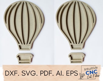 Heißluftballon DXF-Datei / Cri-Cut Heißluftballon / SVG Heißluftballon / Laser geschnitten Datei Heißluftballon / Cnc-Router / geschichteter Heißluftballon
