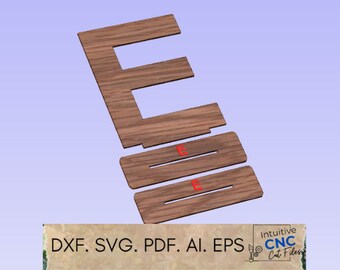 DXF Freestanding 100cm Letter E / CNC Router Cut File/ SVG/ Pdf/ Digital File/ Wedding Props/ Freestanding Letters / Letters with Base