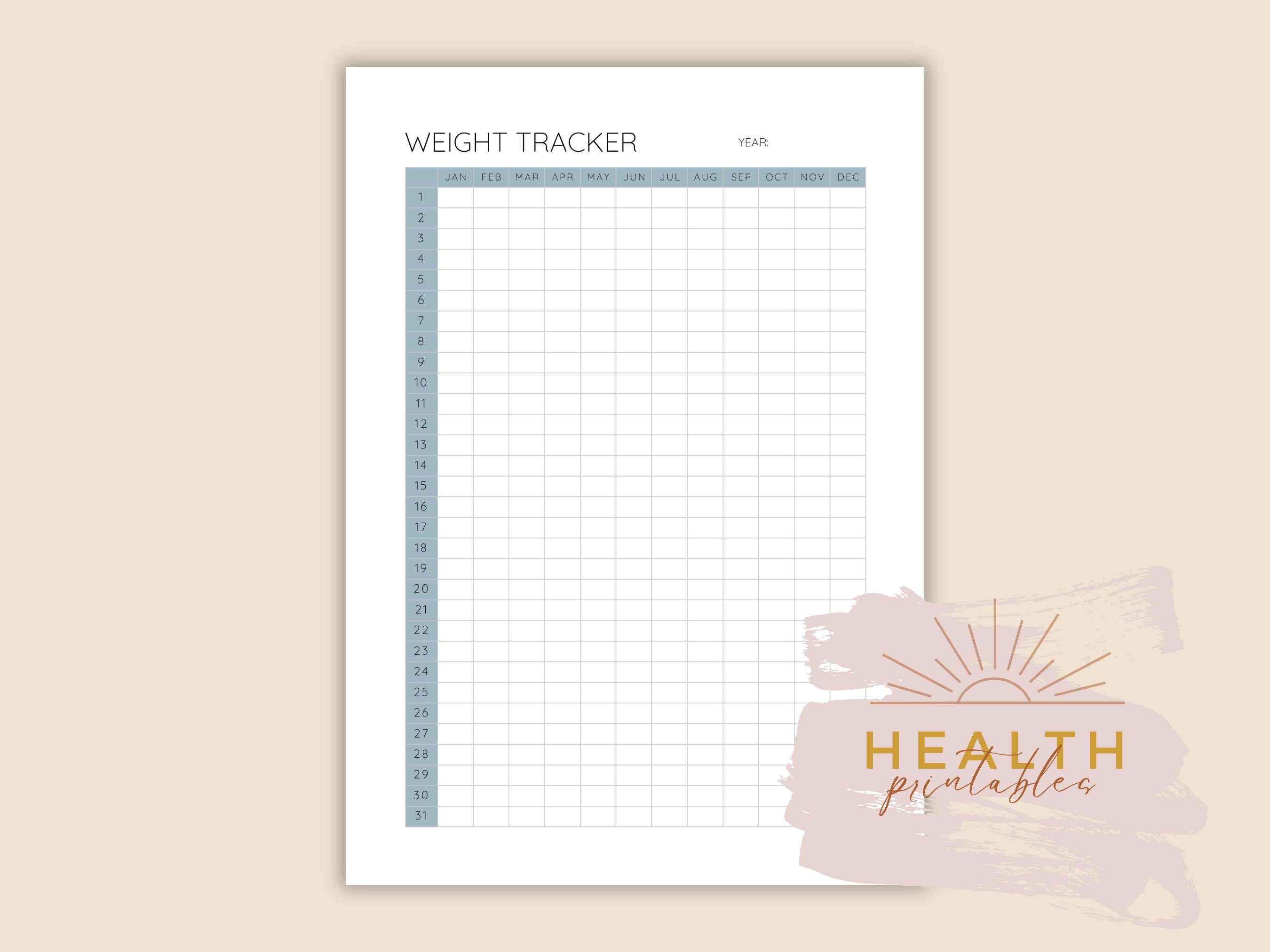 Yearly weight loss tracker printable ideal for health goals etsy