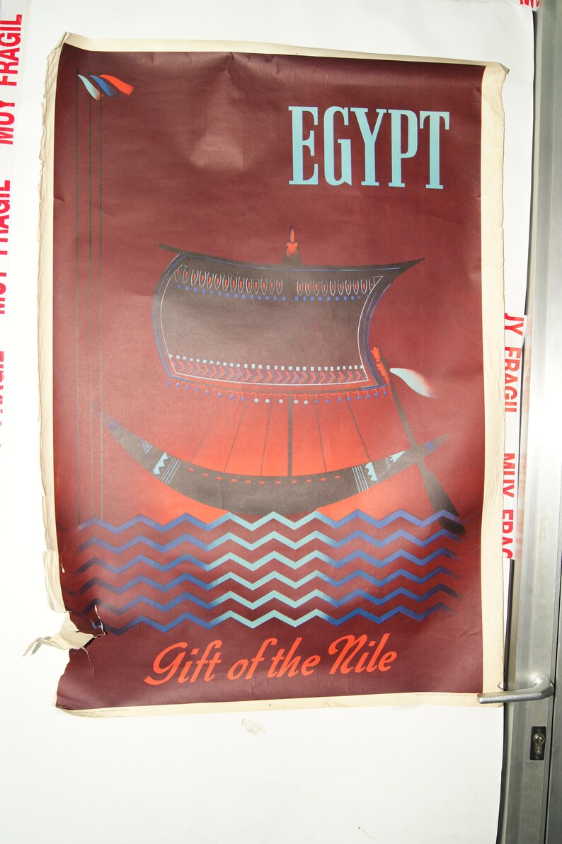 Tourismusplakat Ägypten, Geschenk des Nils. M Azmy. Original-Lithographie. Bild 2