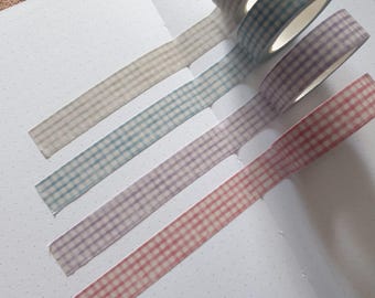 Pastel Gingham 1.5cm x 10m Washi Tape Bookish Cottagecore
