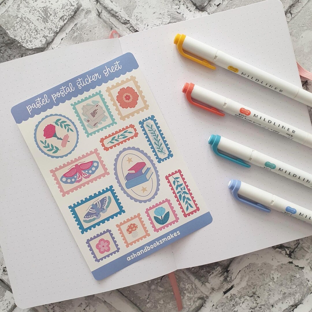 Pastel Postal Sticker Sheet - Etsy