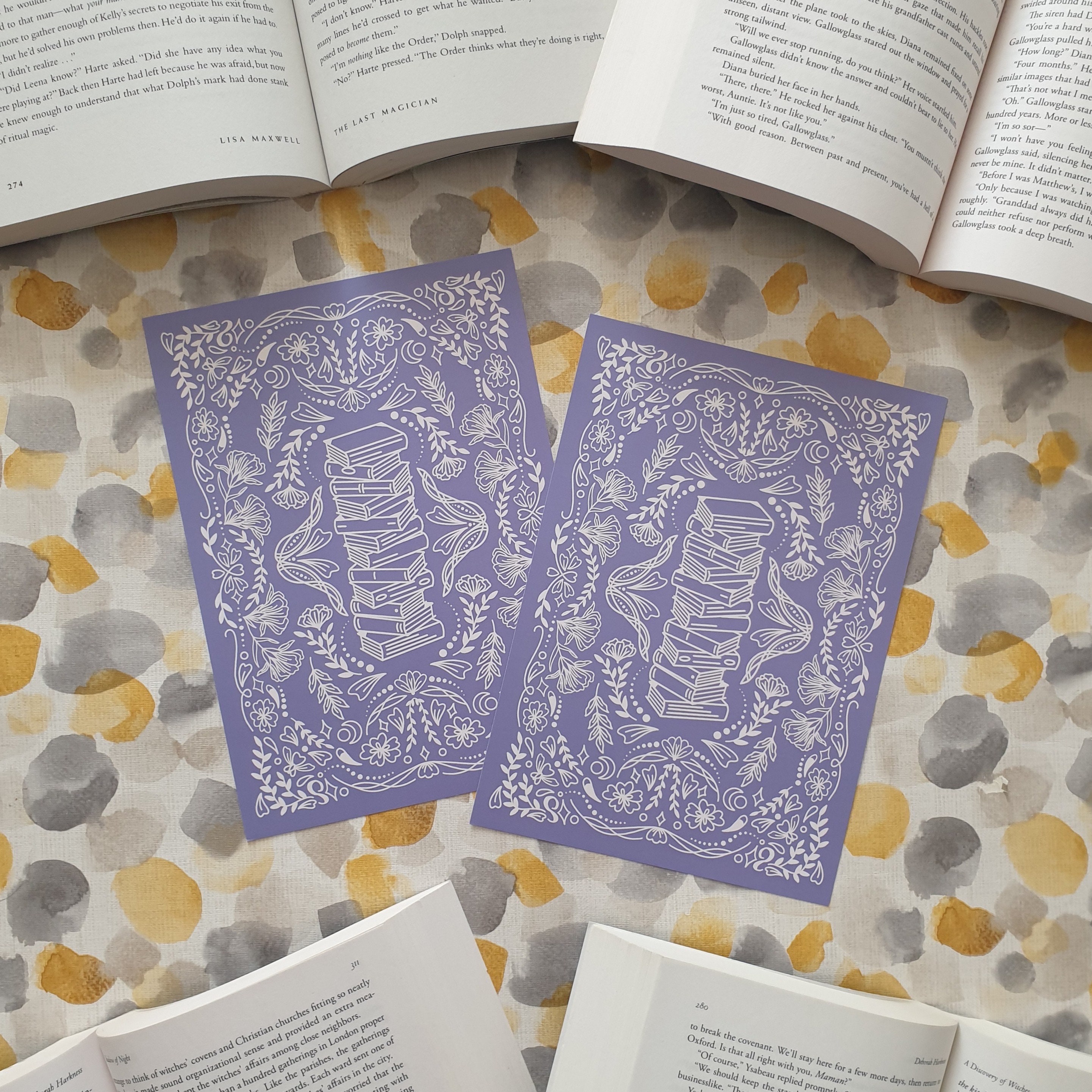 Art Nouveau Bookstack Bookish Art Print - Etsy UK