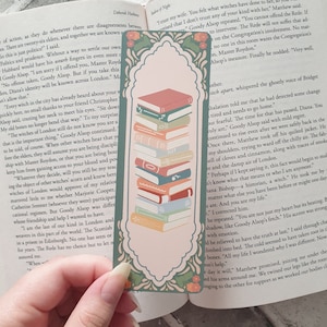 Cottagecore Bookstack Floral Bookmark