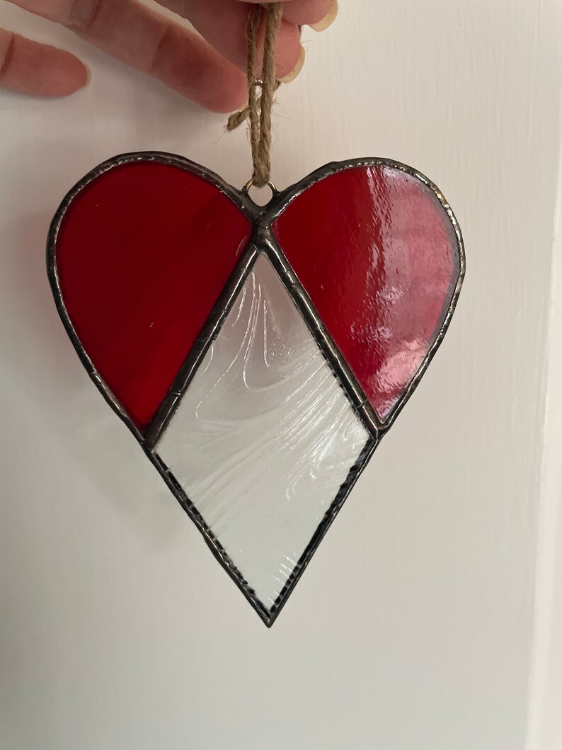 Stained Glass Heart Suncatcher Window Decor Ornament Love Etsy