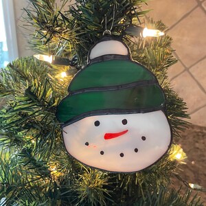 Snowman Stained Glass Christmas Ornament, Suncatcher, Tree Ornament ...