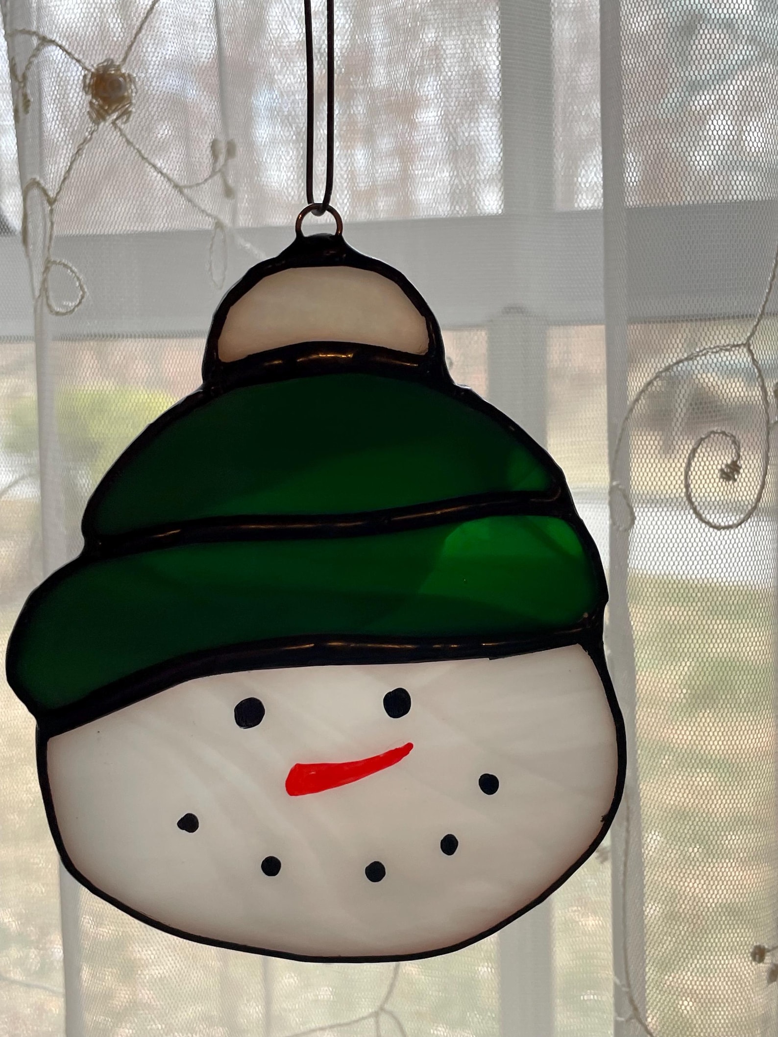 Snowman Stained Glass Christmas Ornament, Suncatcher, Tree Ornament ...