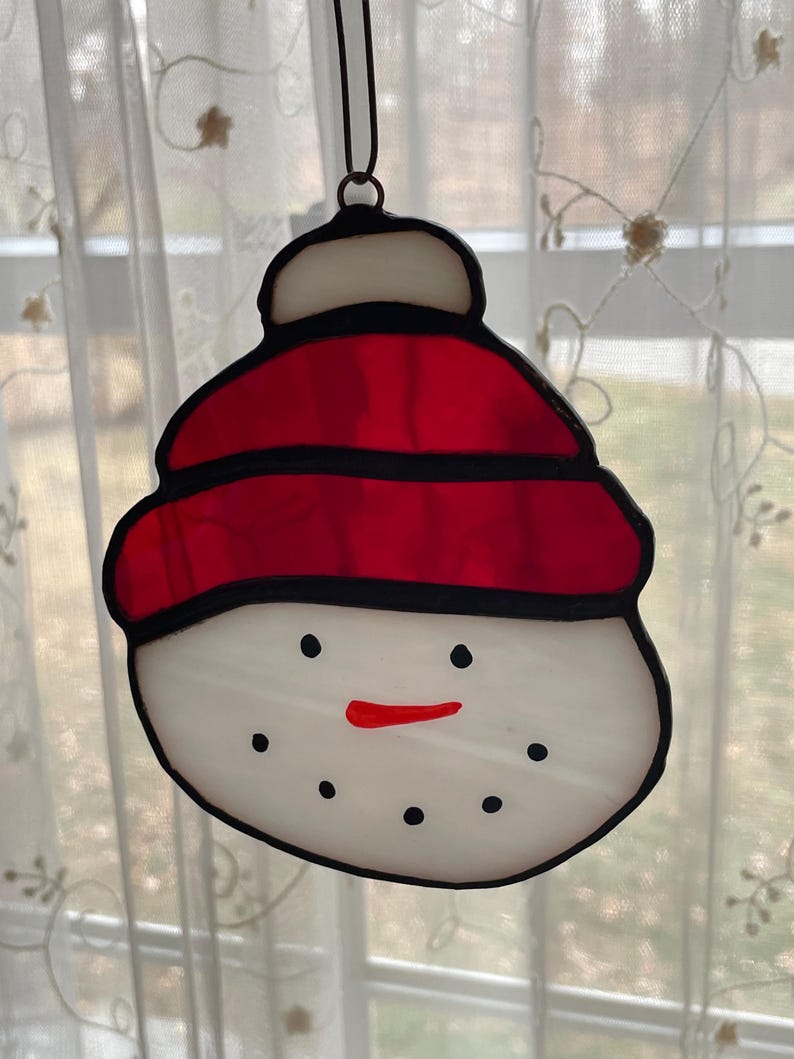 Snowman Stained Glass Christmas Ornament, Suncatcher, Tree Ornament ...