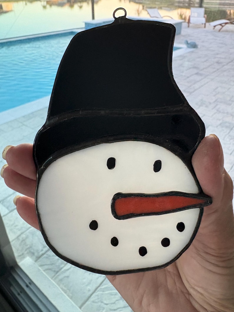 Snowman Stained Glass Christmas Ornament, Suncatcher, Tree Ornament ...