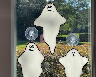 Halloween Stained Glass Ghost Suncatchers, Ghost Ornament, Halloween Decor,  Window Decor, white ghost
