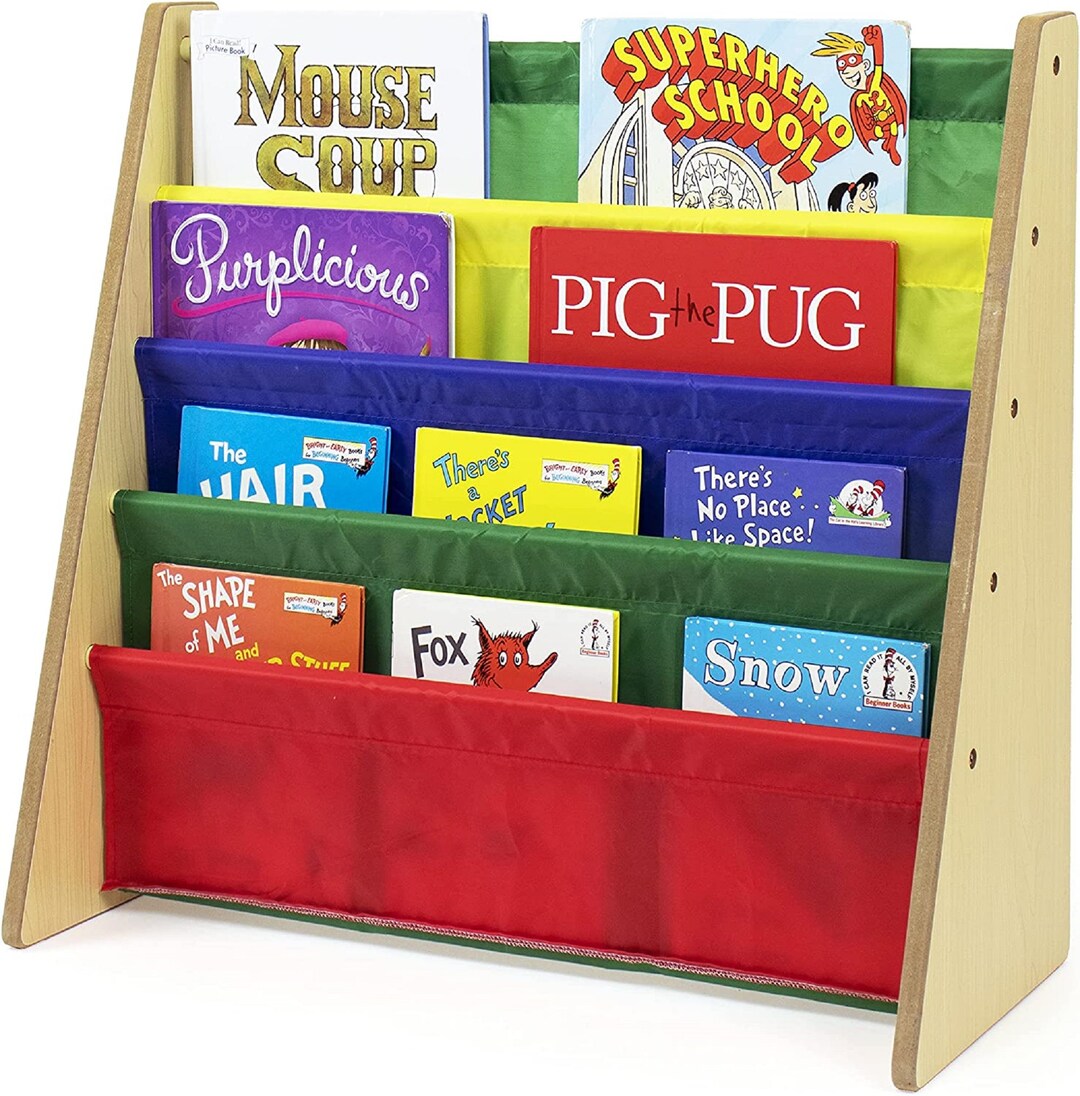 Natural Wood/primary Kids Book Rack Storage Bookshelf 4 Etsy