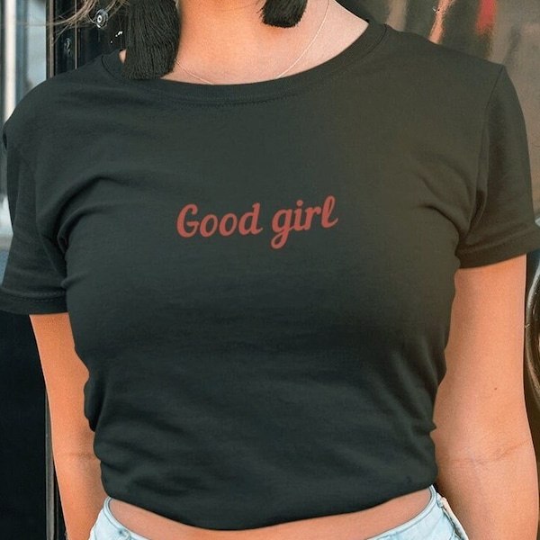 T-shirt Good Girl - 100% Coton - Police rouge - Chemise lettres rouges - T-shirt super mignon