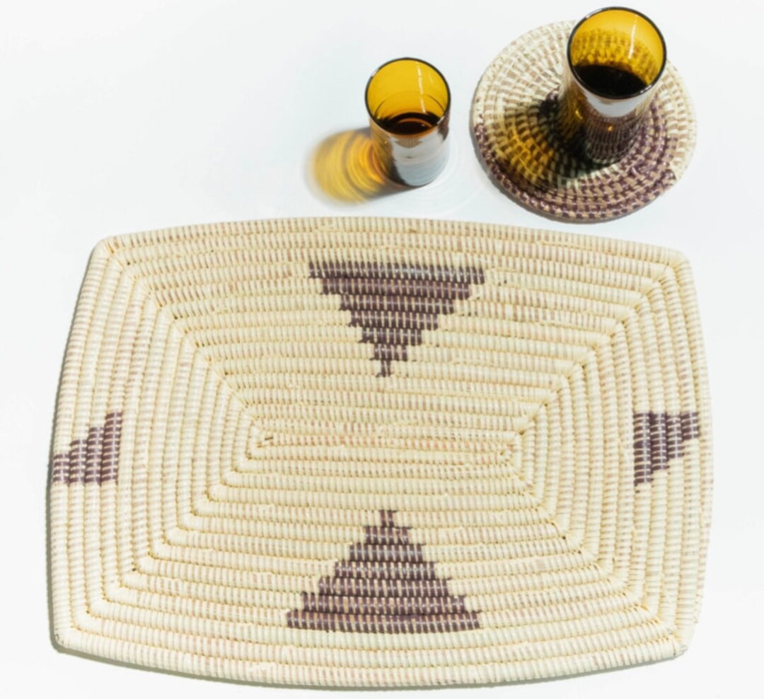 Handwoven Placemat, Set of 2, Handmade Placemat, Senegal Placemat