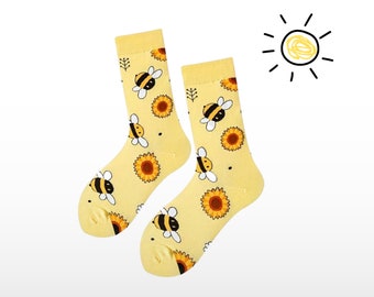 Bunte Socken, Bienen Socken, Damen Socken, Kindersocken, Lustige Socken, Coole Socken, Geschenkidee, niedliche Socken, Strumpf, Strümpfe