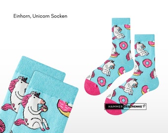 Socken Mit Cartoon-Einhorn-Aufdruck, Socken für Mädchen, bunte Socken für Frauen und Einhornliebhaber. Verspielte Einhornsocken, Unicorn