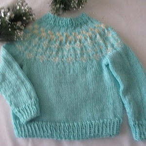 Hand Knit Fair Isle Sweater for Girls 100% Acrylic