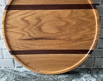 Handmade Oak & Walnut Charcuterie Board: Farmhouse Decor Serving Platter