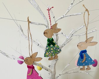 Wooden Easter bunny decoration