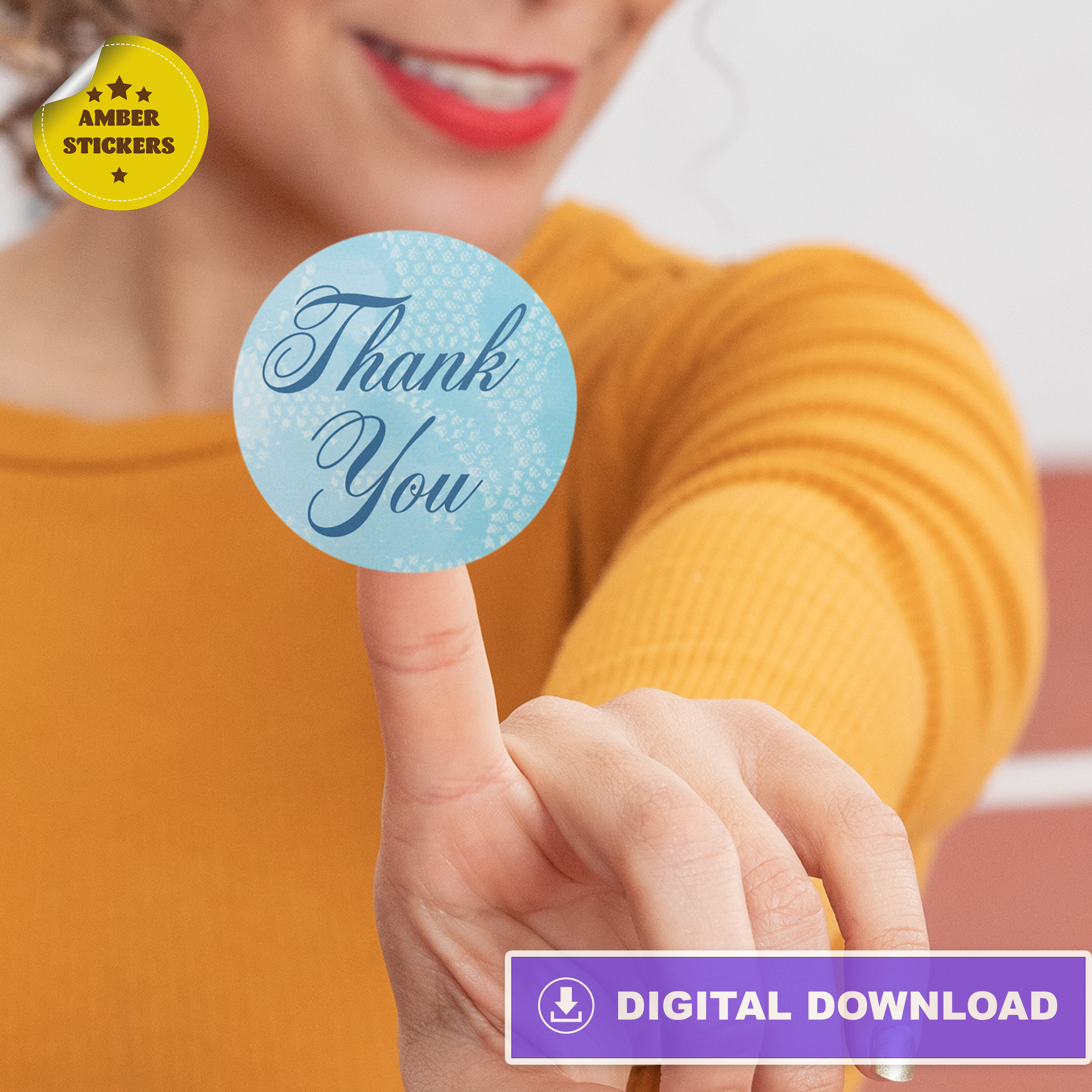Round Thank You Stickers, Printable Round Labels, Set of 4 Pages, for