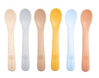 Set of 6 Silicone Feeding Spoons for First Stage Babies and Infants