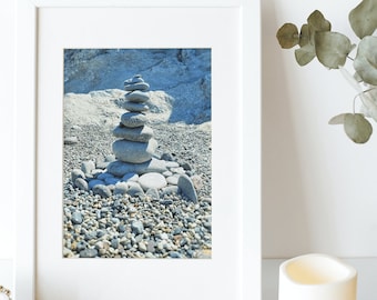 Zen balancing stones, stacked rocks, balanced pebbles. Digital print Art, Yoga Art, Spa Décor, Balancing Stones, Meditation Stones
