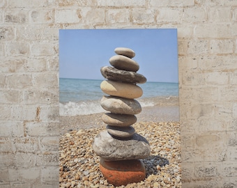 Zen balancing stones, stacked rocks, balanced pebbles. Digital print Art, Yoga Art, Spa Décor, Balancing Stones, Meditation Stones