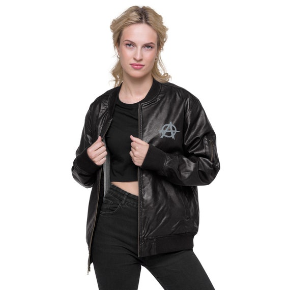 Anarchy Leather Bomber Jacket Etsy