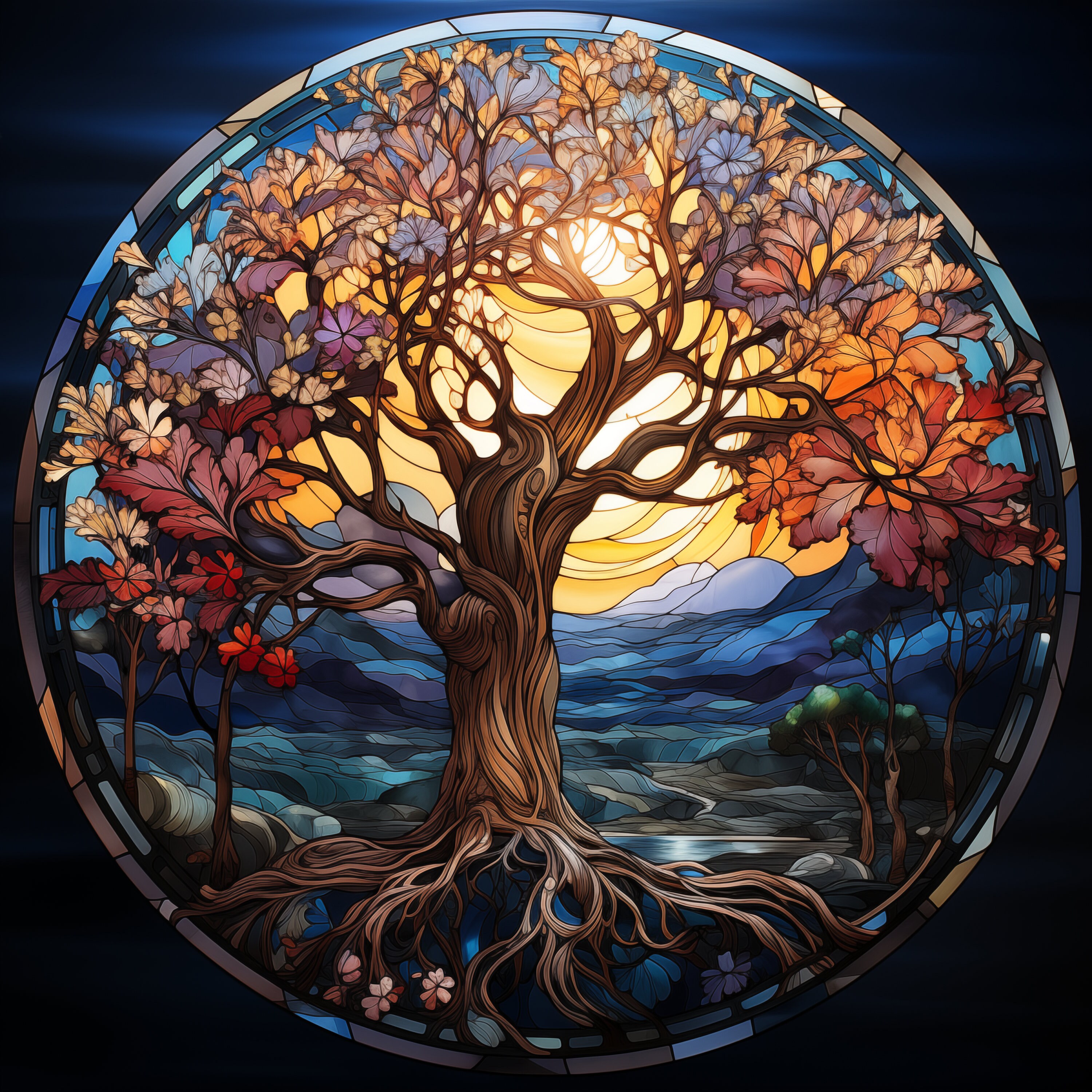 Tree of Life Stained Glass Collection 3 / Tree of Life Wall Art ...