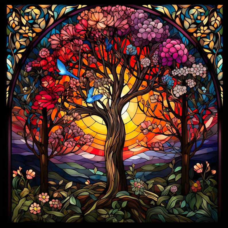 Tree of Life Stained Glass Collection 1 / Tree of Life Wall Art/ 12
