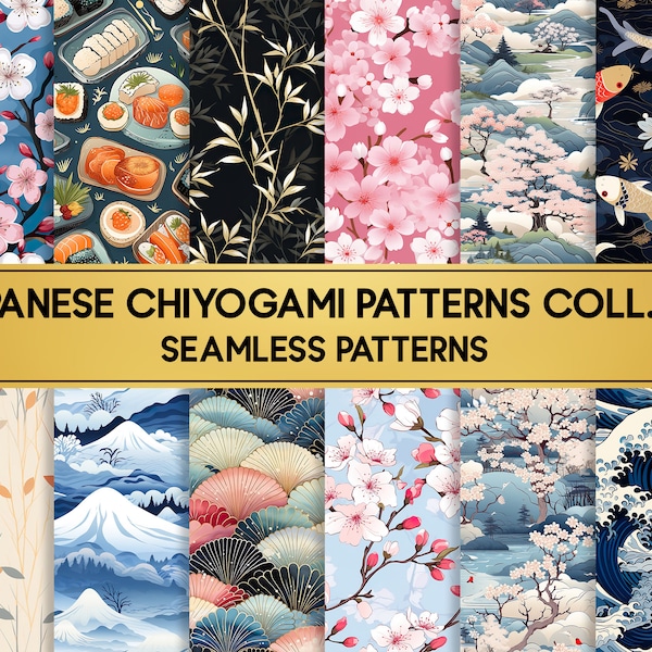 Japanische Chiyogami Muster Sammlung 2 / Digitales Papier / Nahtloses Muster / Scrapbooking / Origami Papier / 12x12 Zoll