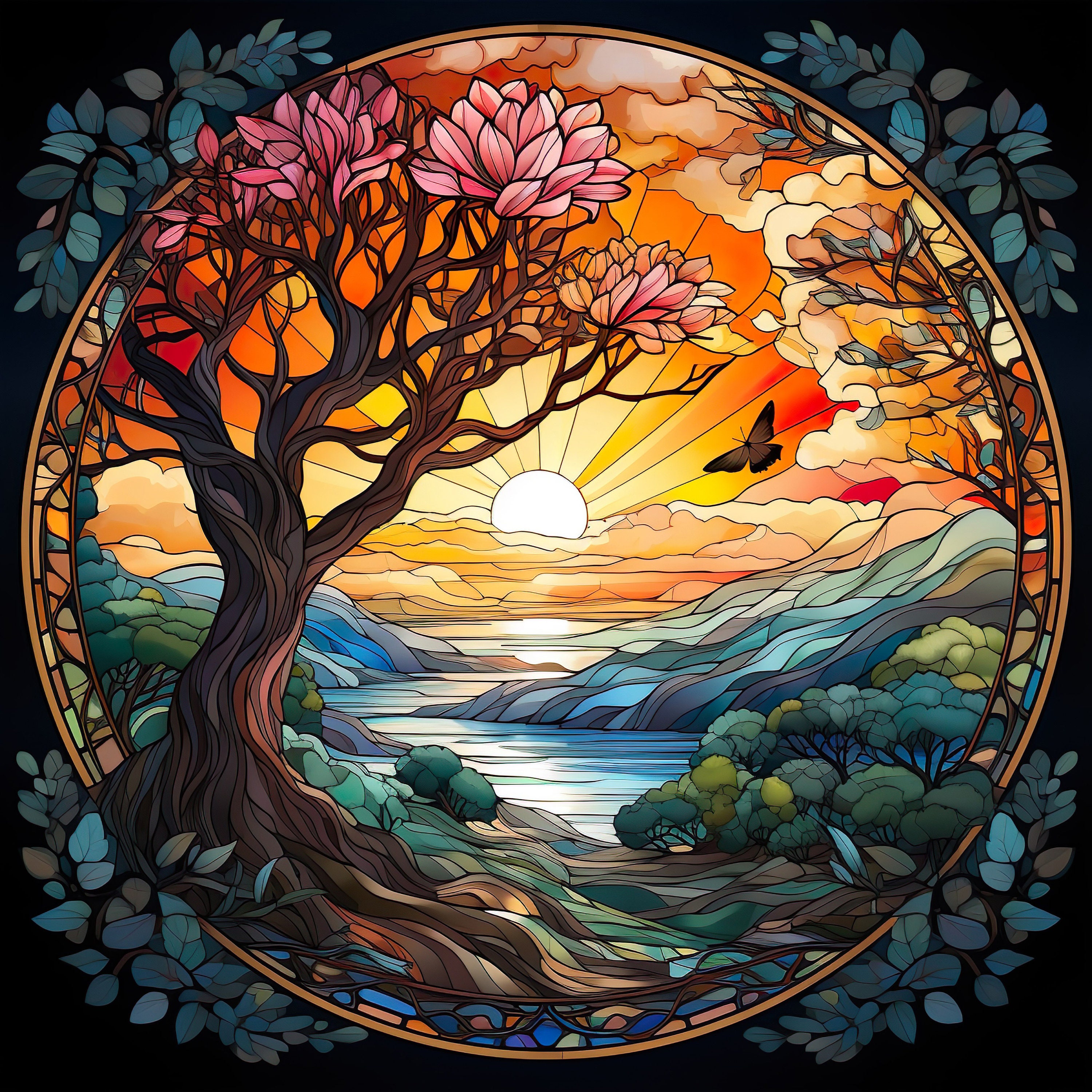 Tree of Life Stained Glass Collection 2 / Tree of Life Wall Art ...