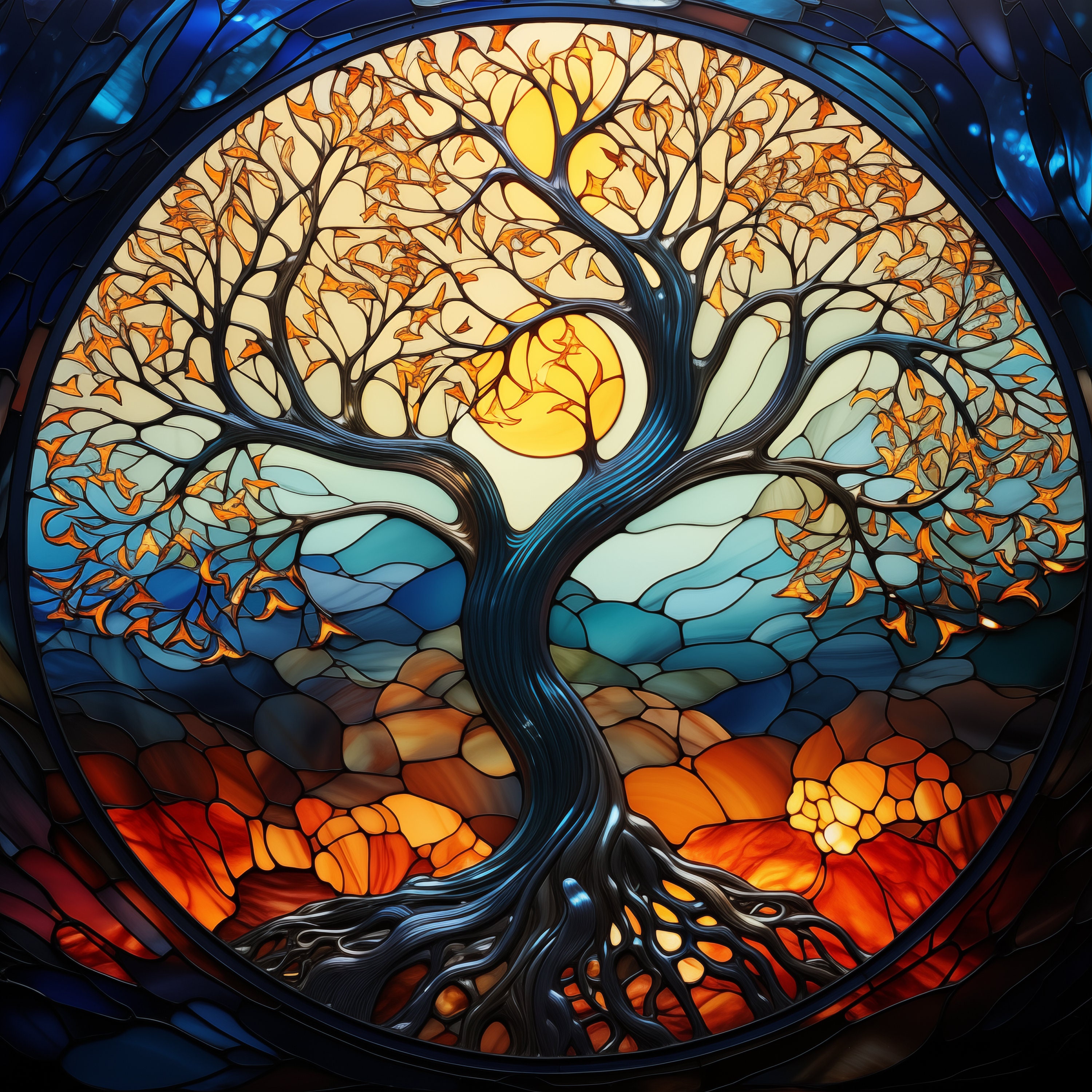Tree of Life Stained Glass Collection 3 / Tree of Life Wall Art ...