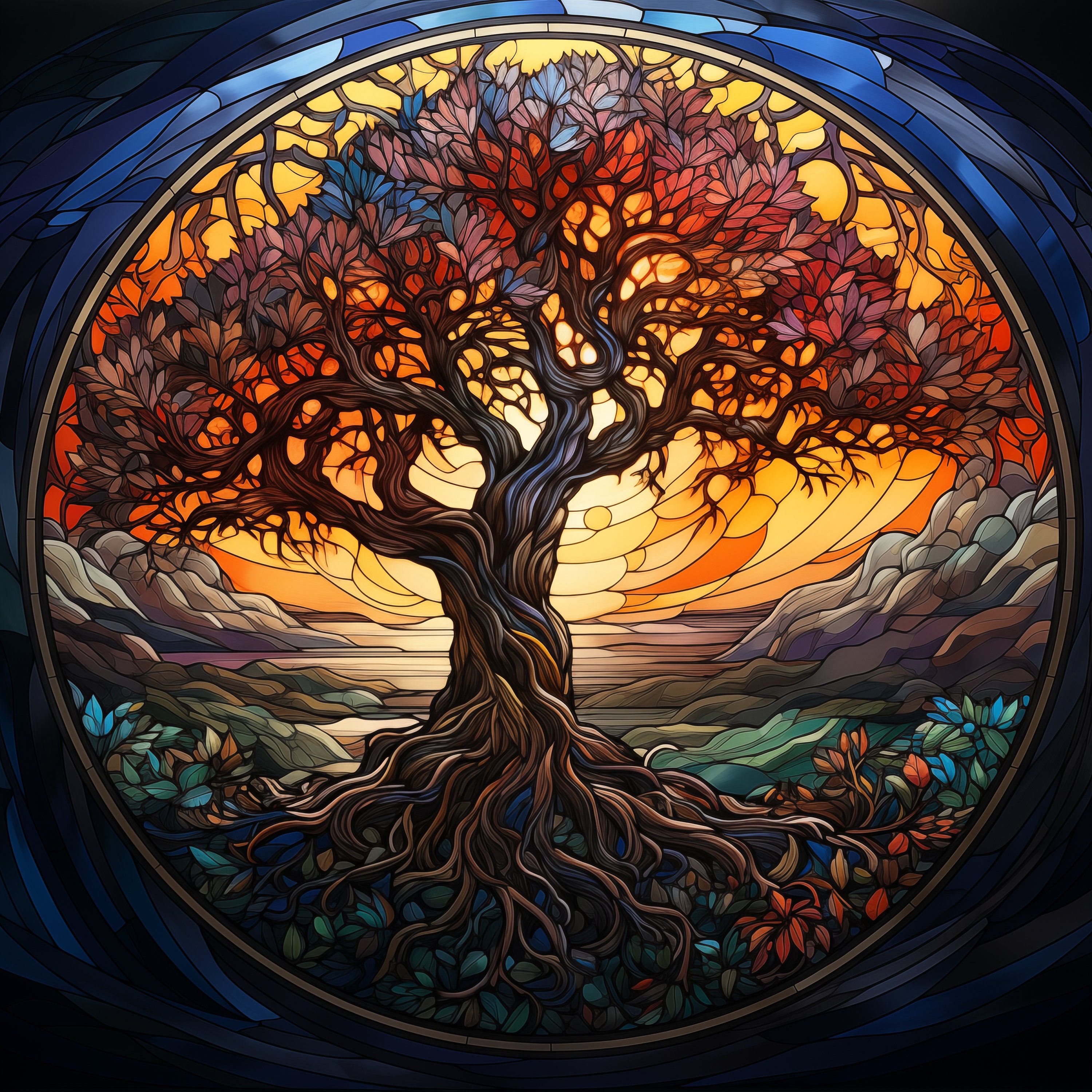 Tree of Life Stained Glass Collection 3 / Tree of Life Wall Art ...