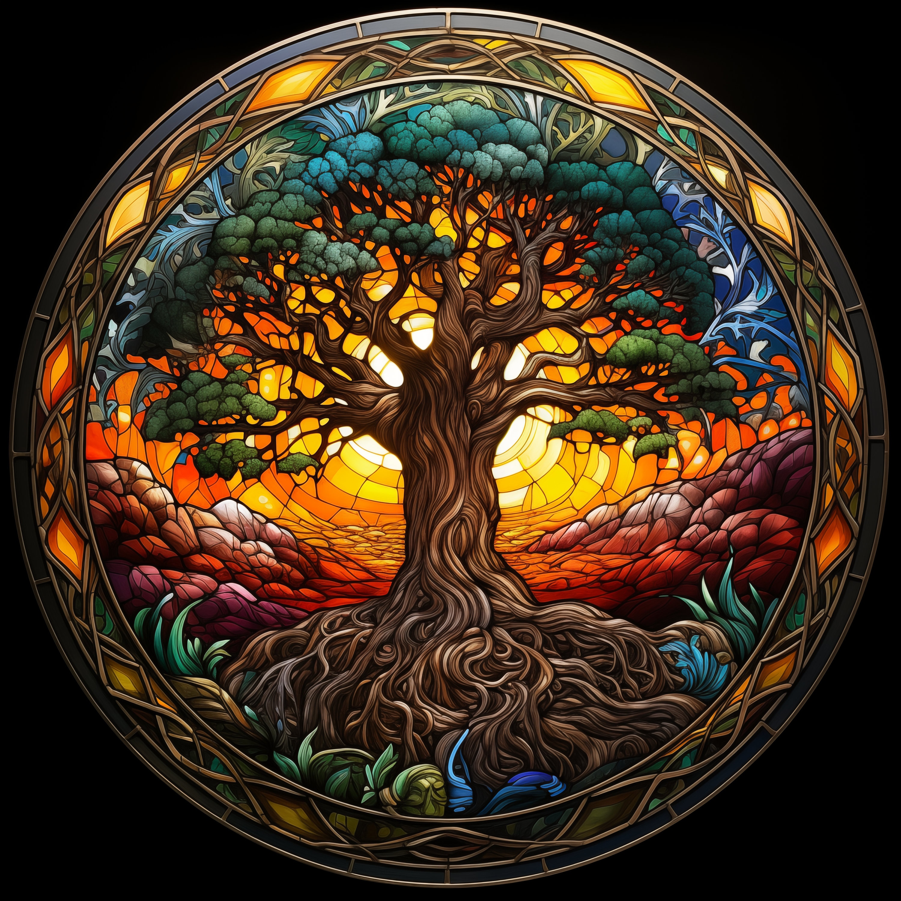 Tree of Life Stained Glass Collection 3 / Tree of Life Wall Art ...