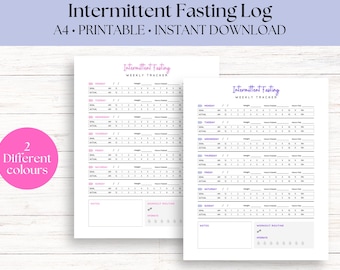 Intermitterend vasten journaaltracker | Wekelijks logboekblad, pdf (A4/Letter) (digitale download)