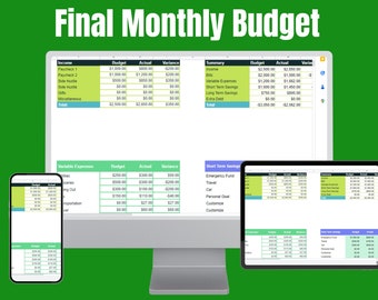 Monatlicher Budget-Tracker | Persönliche Finanzen | Budget | Digitales Budget | Haushaltsplaner | Finanzplaner | Google Sheet
