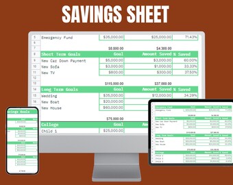 Savings Sheet | Savings Tracker | Savings Planner | Personal Finance | Savings | Digital Savings | Financial Planner | Google Sheet